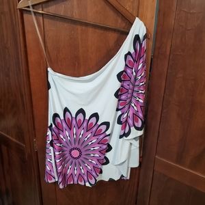 One cold shoulder white pink purple heartsoul top